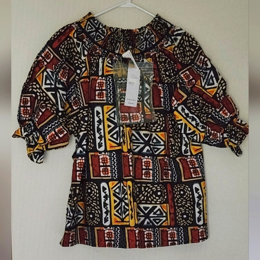Look At Me Citi Trends Women's Plus Size Geometric Shapes & Colors Tunic Top.